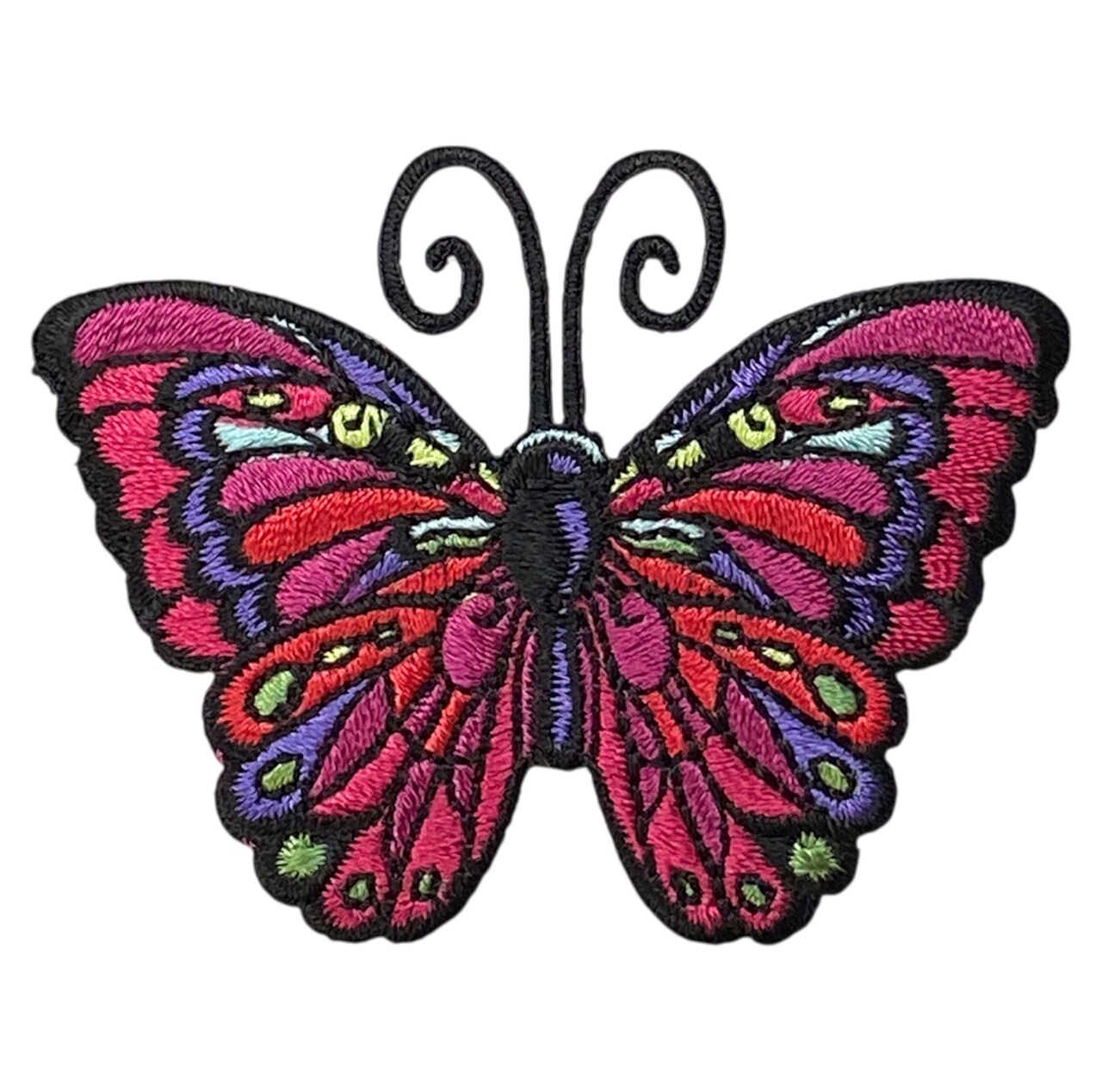2.5 inch Pink Jewel Tone Butterfly, Embroidered, Iron on Patch